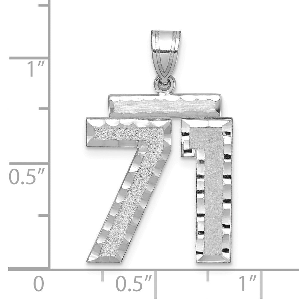14kw Large Brushed Diamond-cut Number 71 Charm