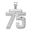14kw Large Brushed Diamond-cut Number 75 Charm