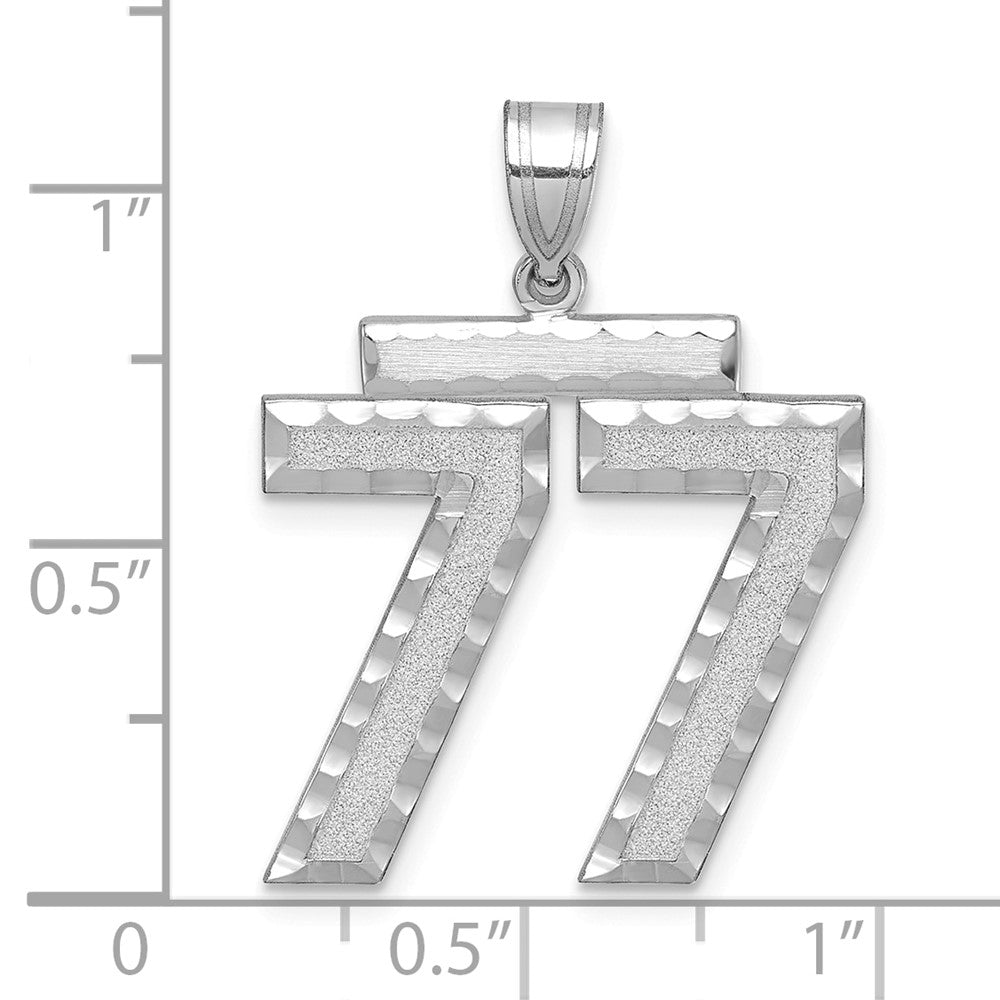 14kw Large Brushed Diamond-cut Number 77 Charm