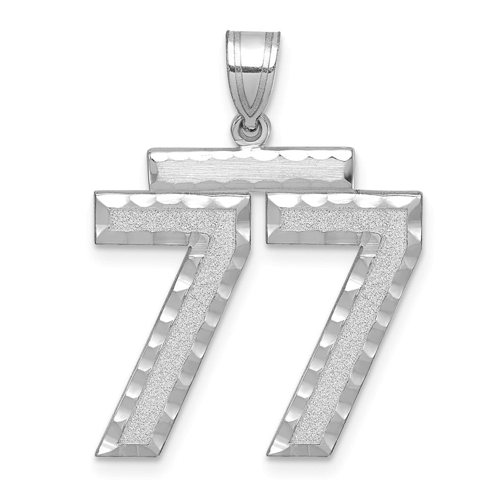 14kw Large Brushed Diamond-cut Number 77 Charm