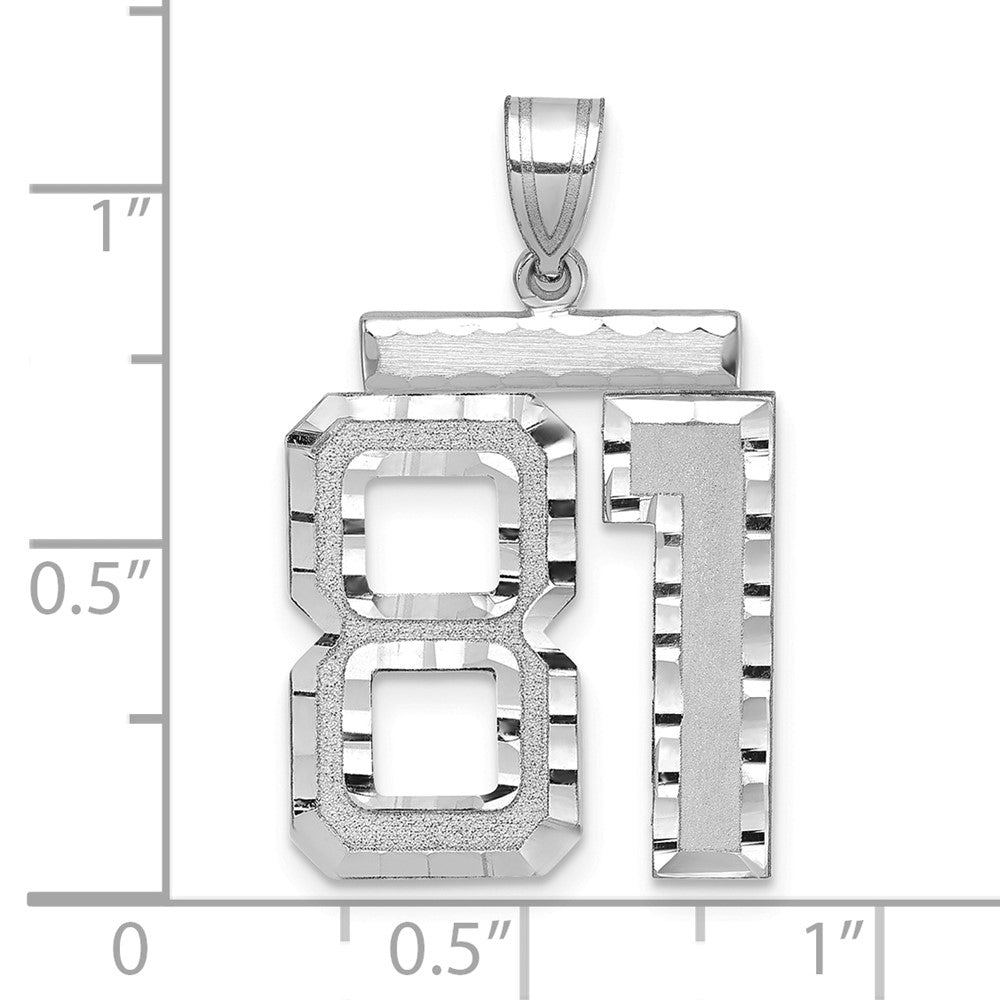 14kw Large Brushed Diamond-cut Number 81 Charm