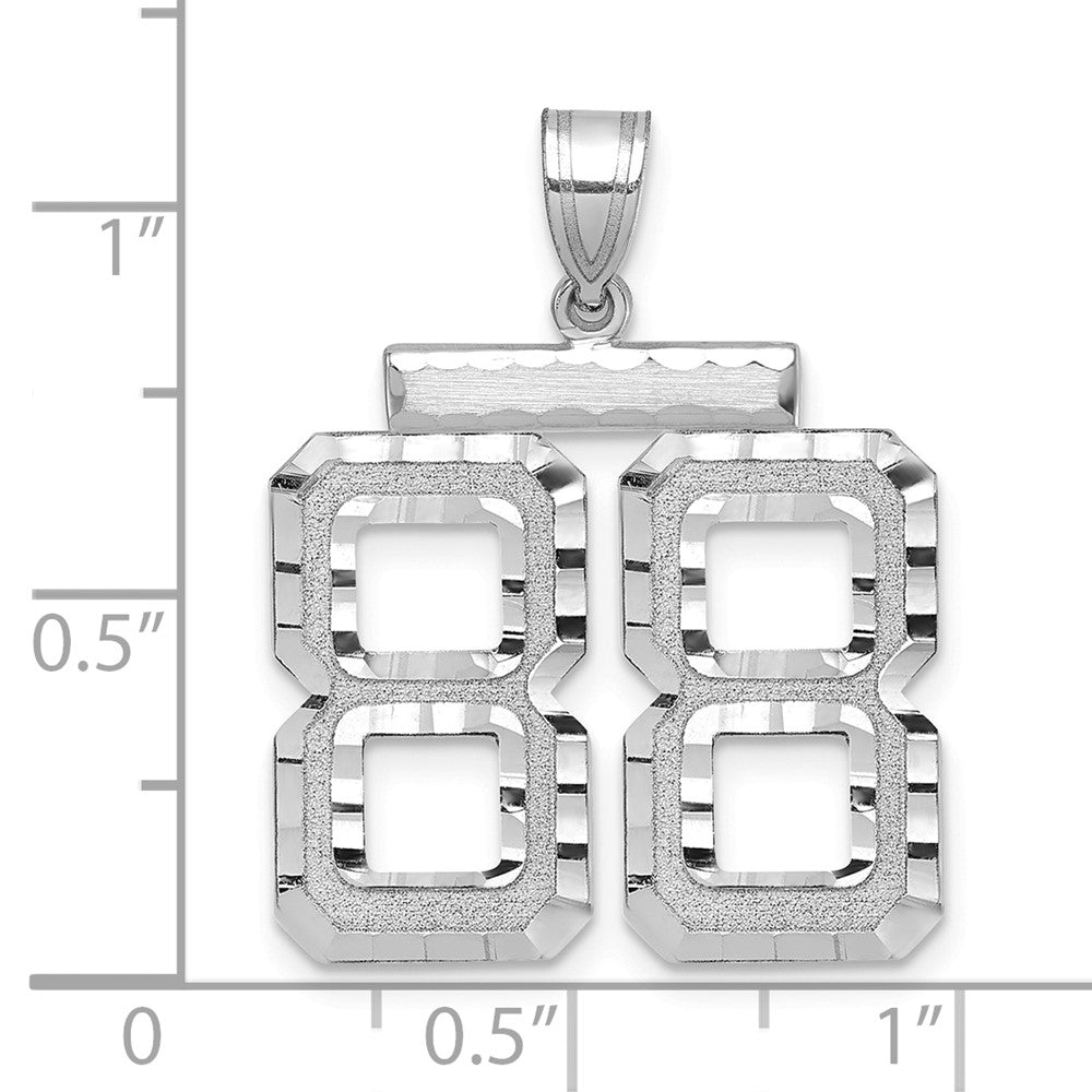 14kw Large Brushed Diamond-cut Number 88 Charm