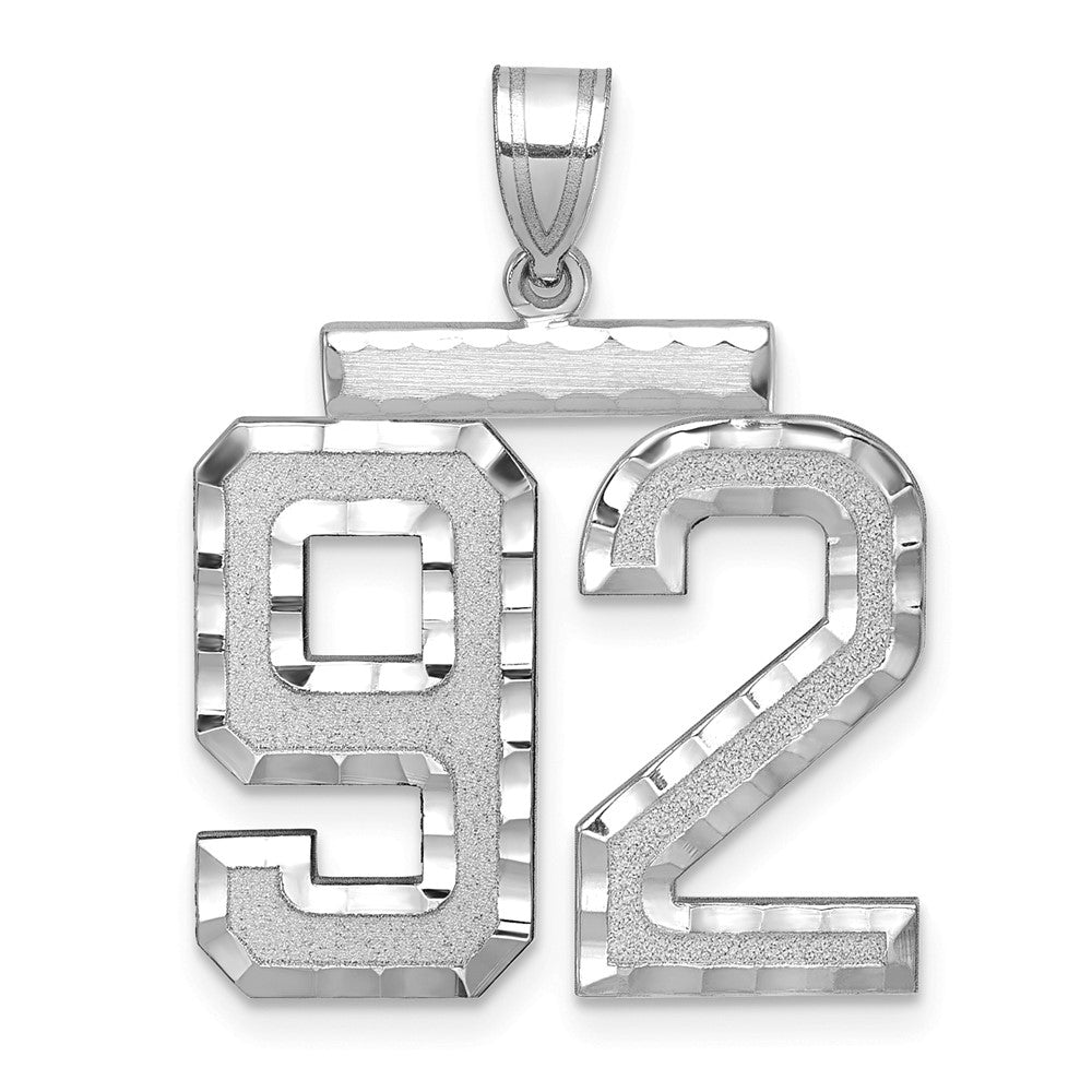 14kw Large Brushed Diamond-cut Number 92 Charm