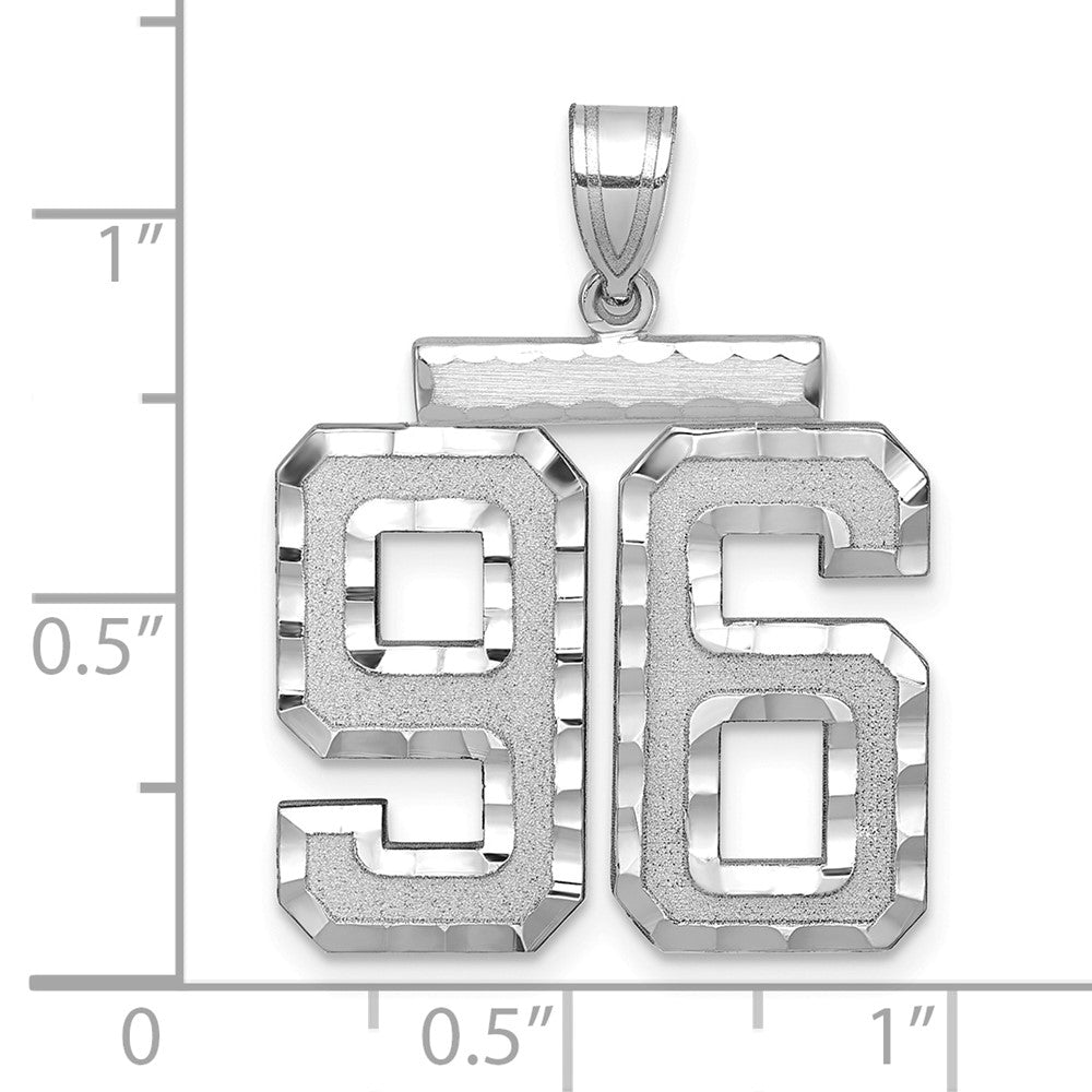 14kw Large Brushed Diamond-cut Number 96 Charm