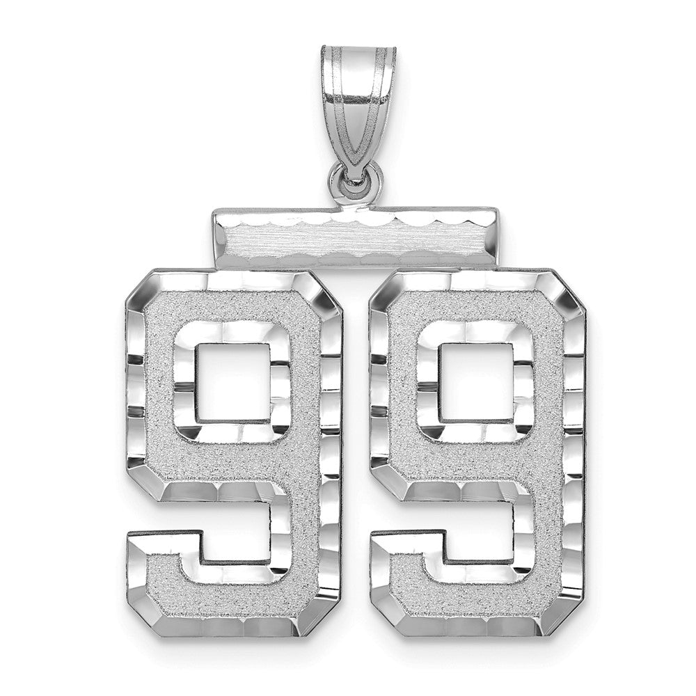 14kw Large Brushed Diamond-cut Number 99 Charm