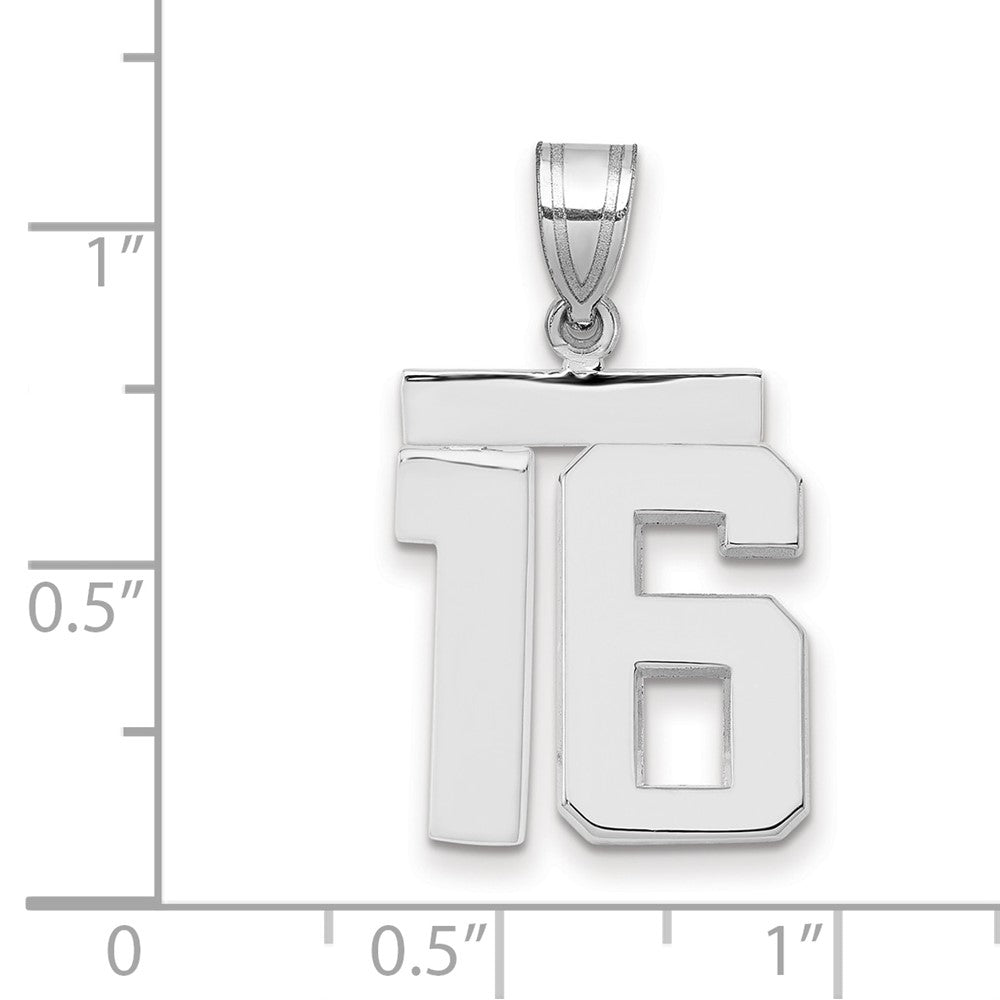 14kw Medium Polished Number 16 Charm