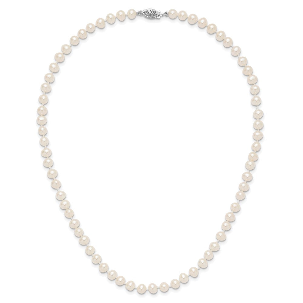 14k WG 5-6mm White Near Round Freshwater Cultured Pearl Necklace