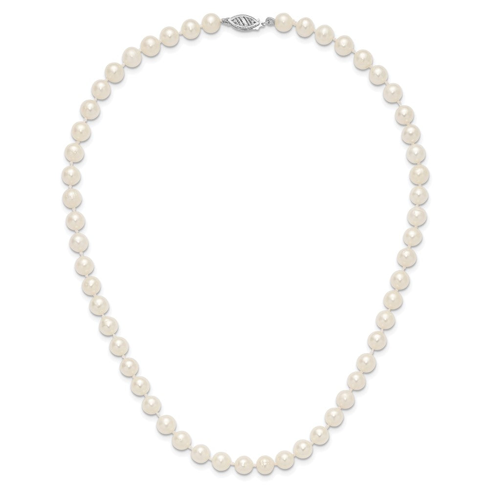 14k WG 6-7mm White Near Round Freshwater Cultured Pearl Necklace