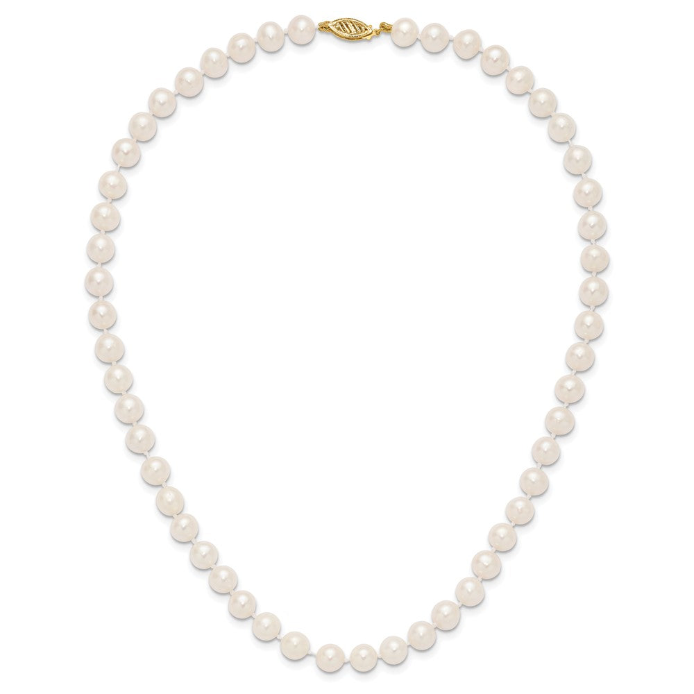 10k 7-8mm White Near Round Freshwater Cultured Pearl Necklace