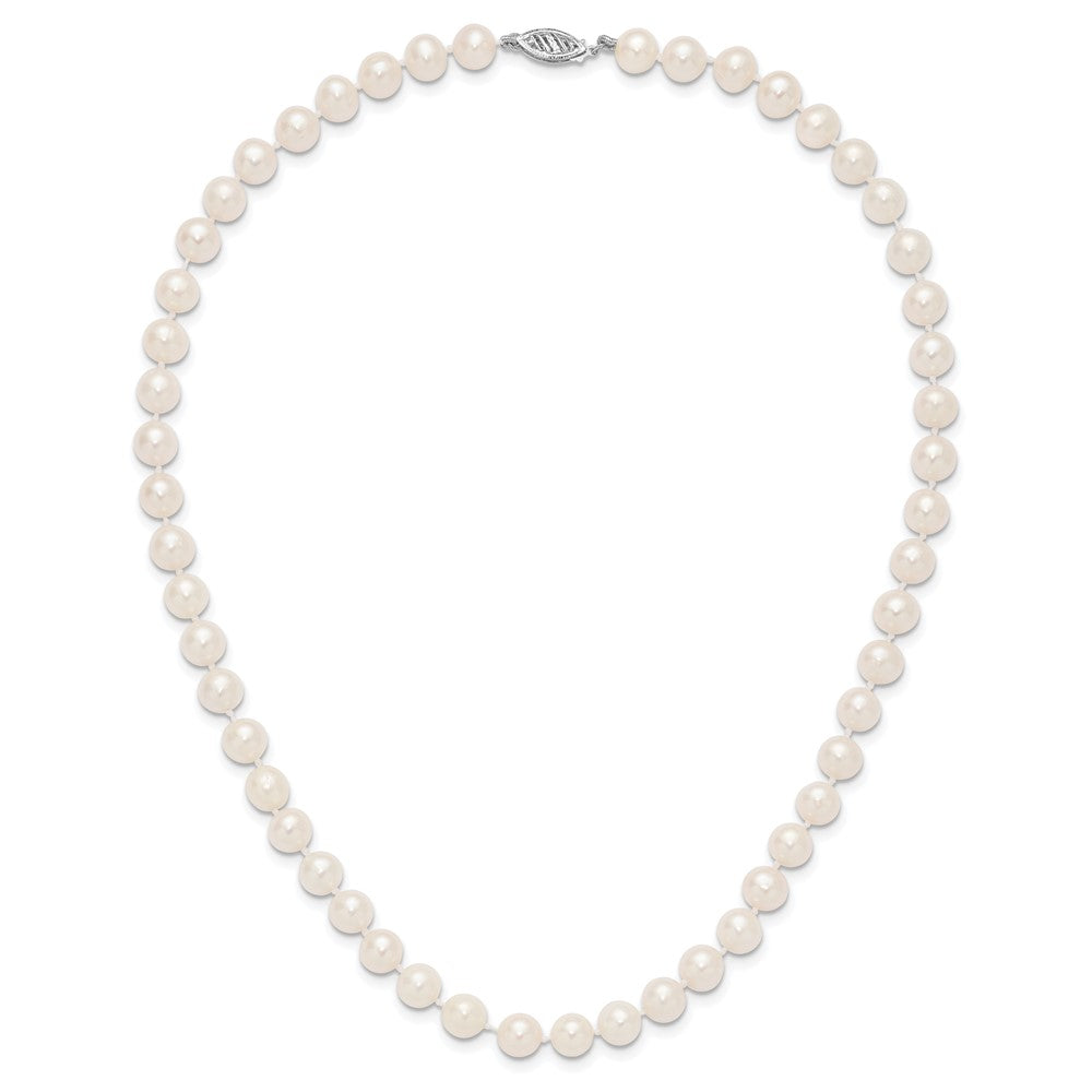 14k WG 7-8mm White Near Round Freshwater Cultured Pearl Necklace