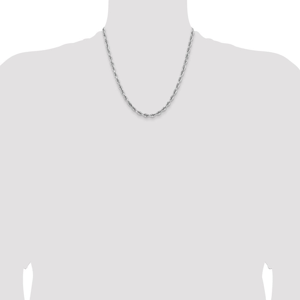 14k White Gold 5.0mm D/C Quadruple Rope Chain