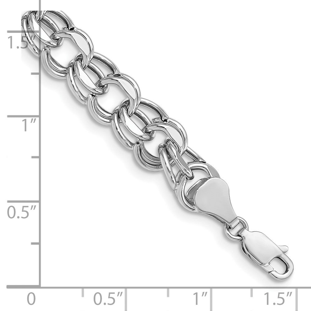 14k White Gold Lite 8mm Double Link Charm Bracelet
