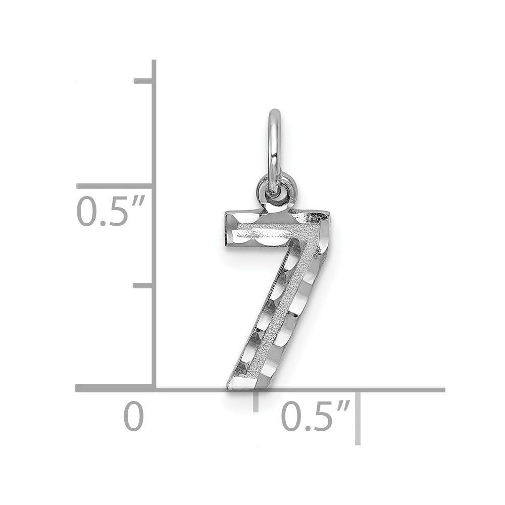 14kw Small Brushed Diamond-cut Number 7 Charm