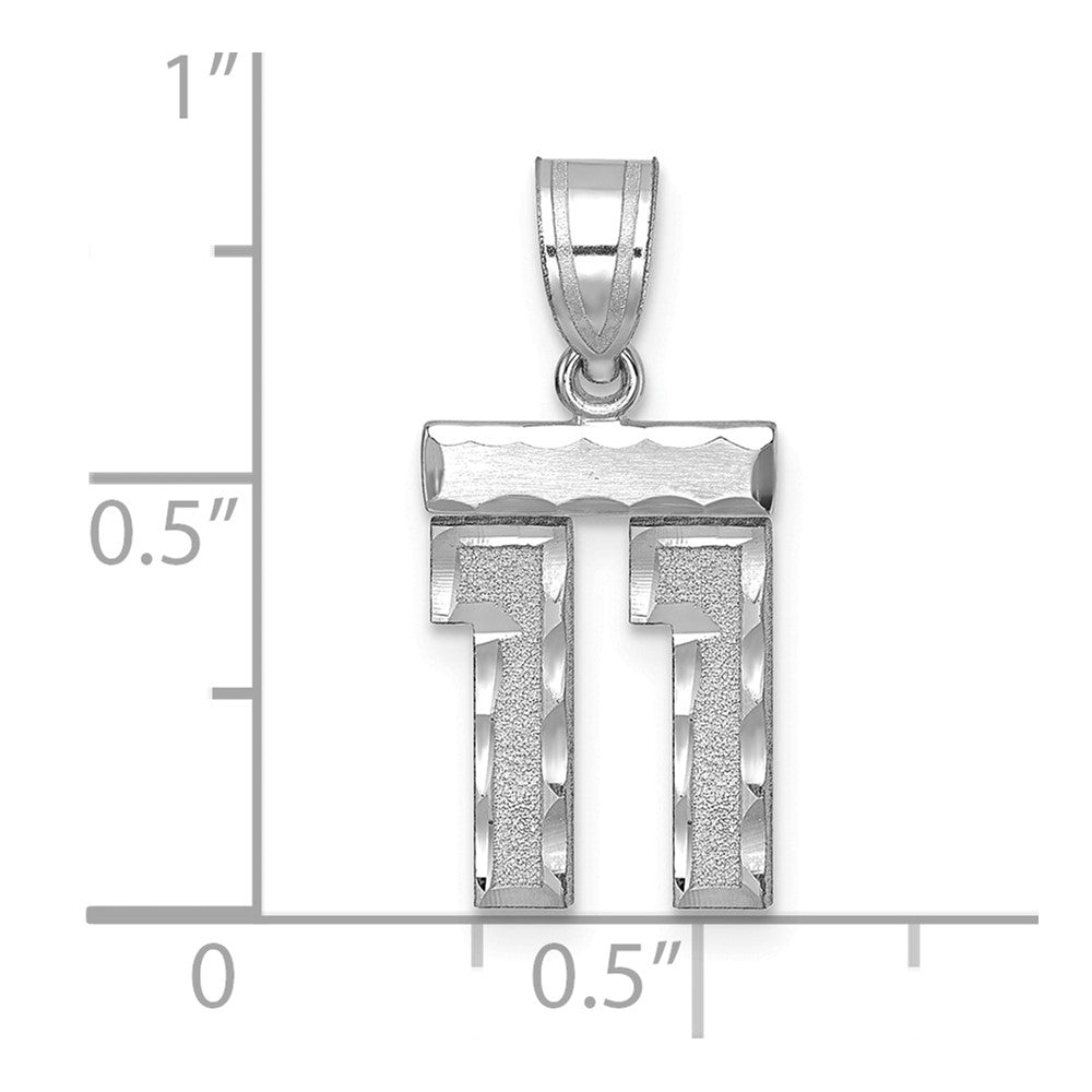 14kw Small Brushed Diamond-cut Number 11 Charm
