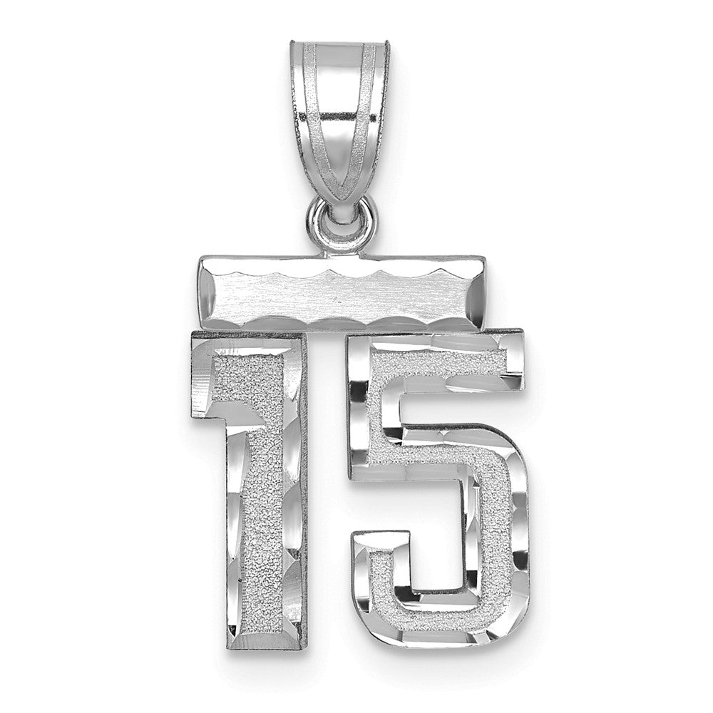 14kw Small Brushed Diamond-cut Number 15 Charm