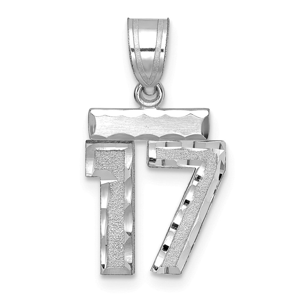 14kw Small Brushed Diamond-cut Number 17 Charm