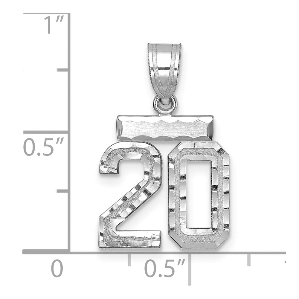 14kw Small Brushed Diamond-cut Number 20 Charm