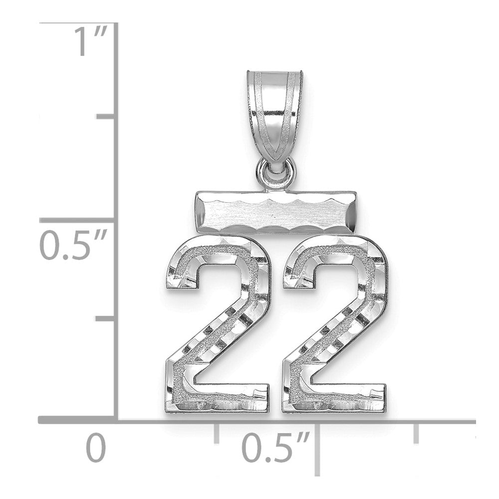 14kw Small Brushed Diamond-cut Number 22 Charm