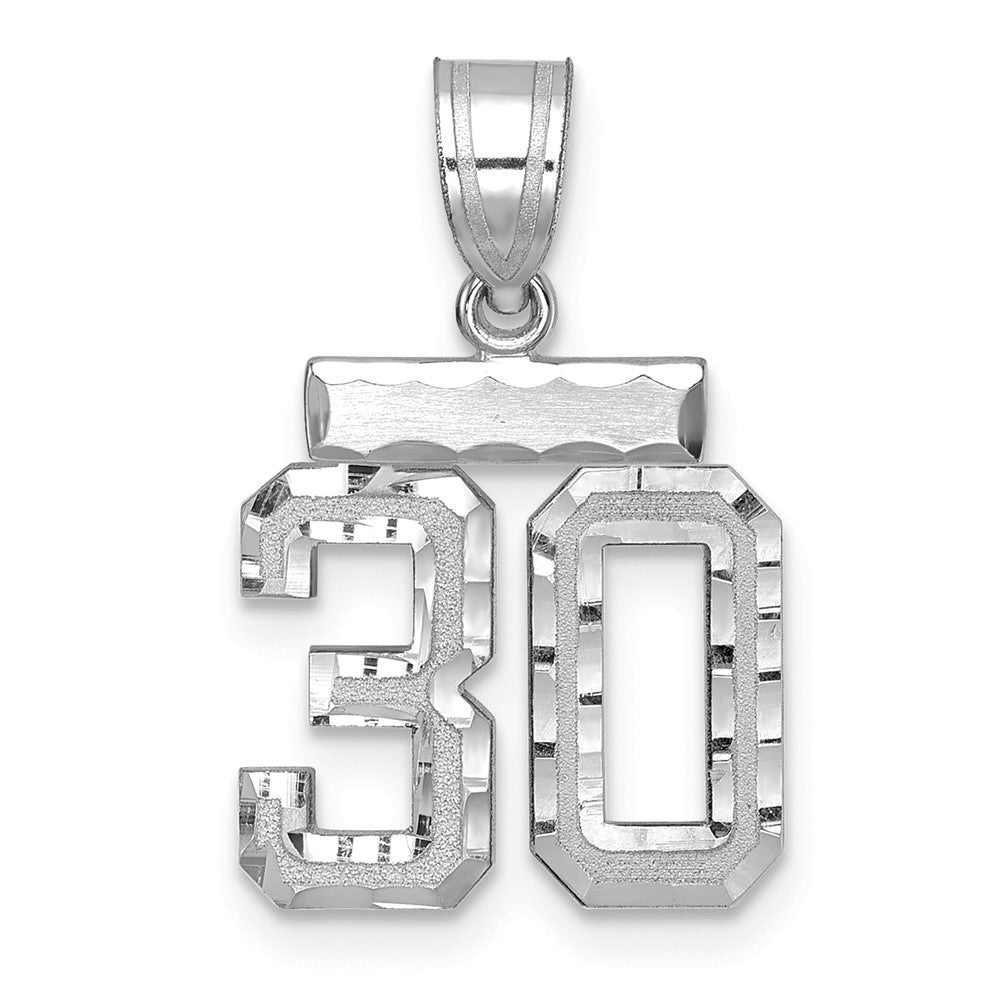 14kw Small Brushed Diamond-cut Number 30 Charm