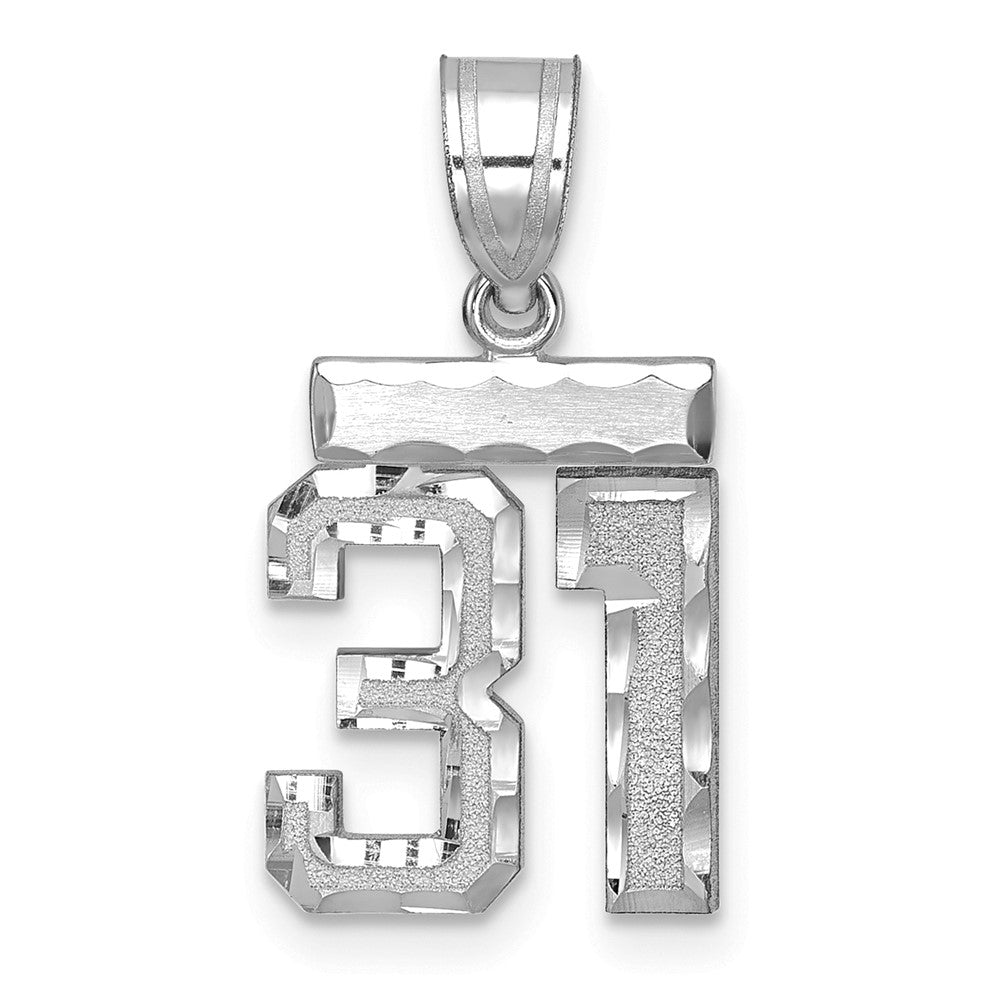 14kw Small Brushed Diamond-cut Number 31 Charm