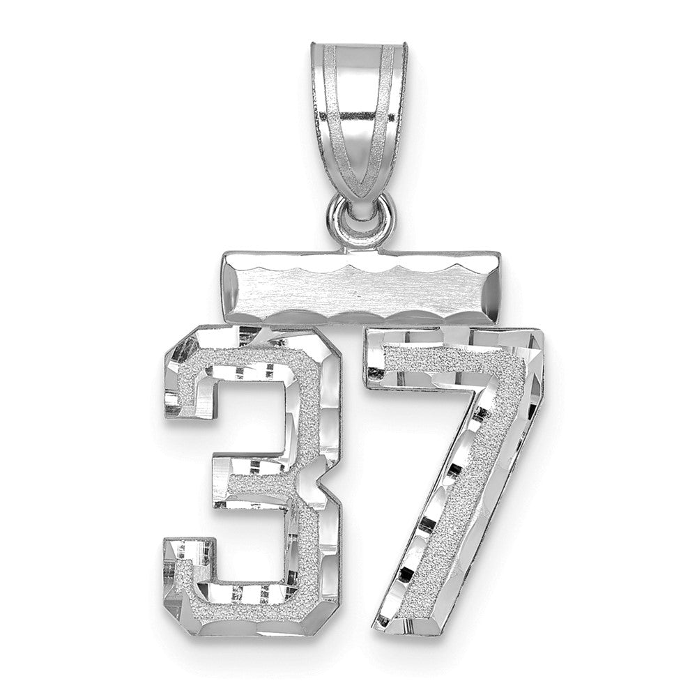 14kw Small Brushed Diamond-cut Number 37 Charm