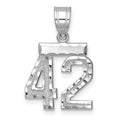 14kw Small Brushed Diamond-cut Number 42 Charm
