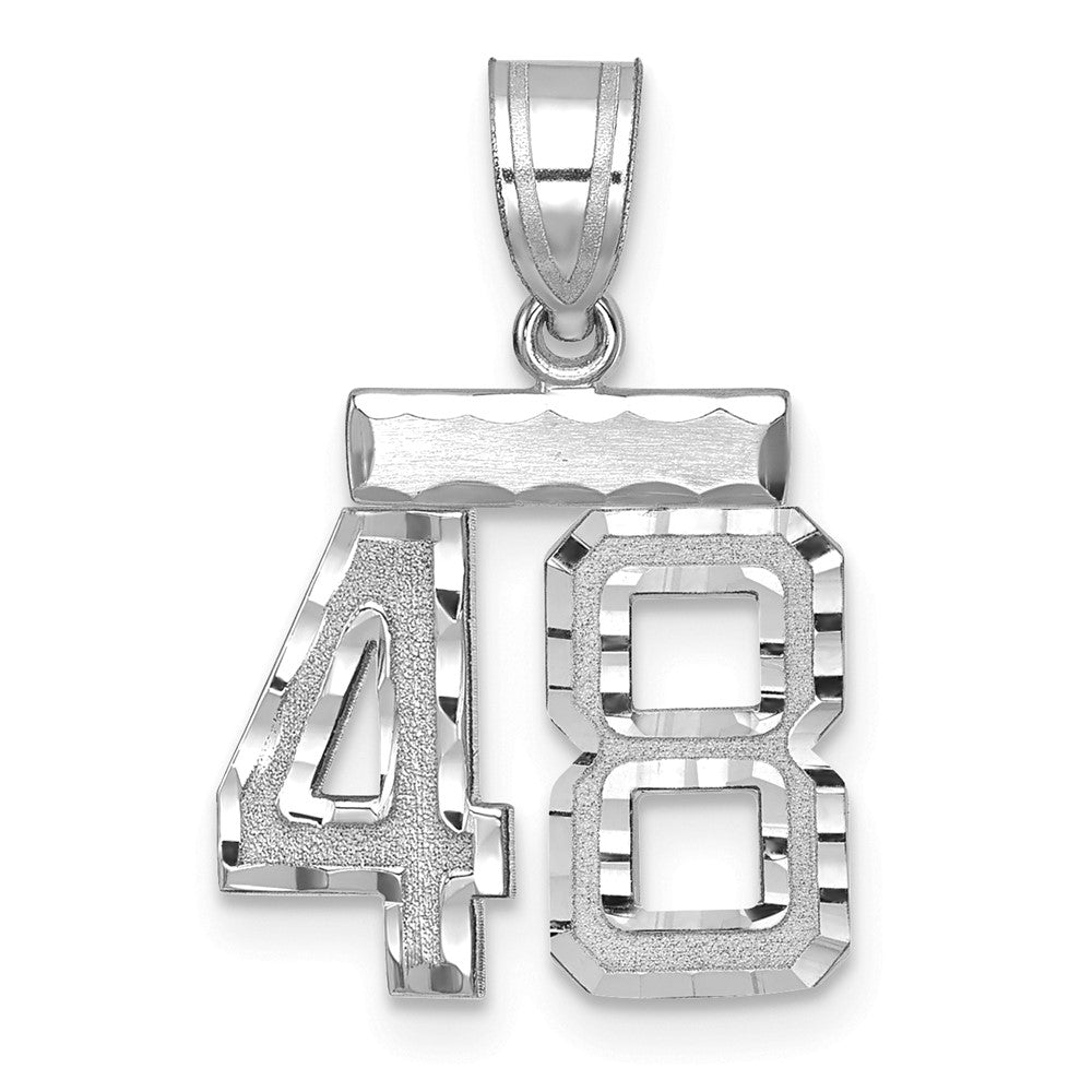 14kw Small Brushed Diamond-cut Number 48 Charm