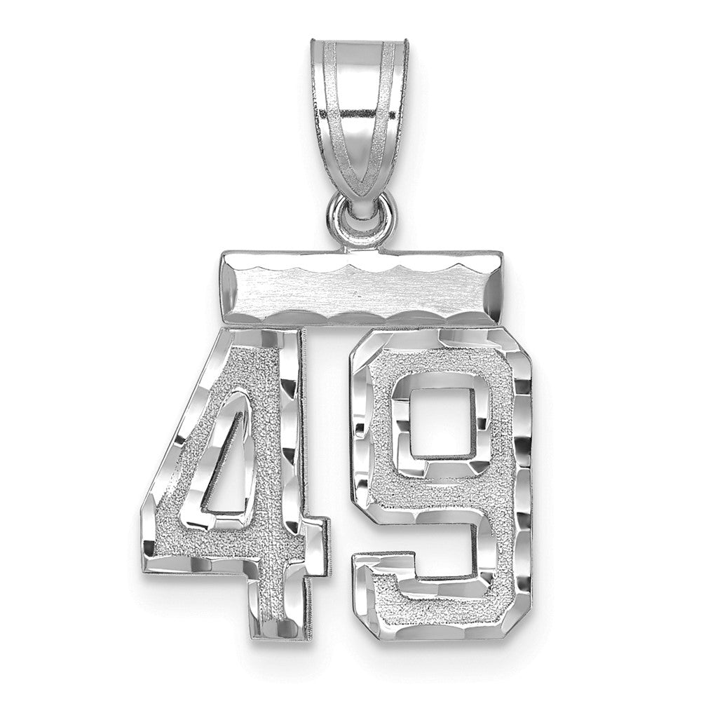 14kw Small Brushed Diamond-cut Number 49 Charm