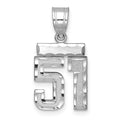 14kw Small Brushed Diamond-cut Number 51 Charm