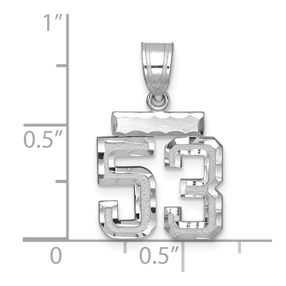 14kw Small Brushed Diamond-cut Number 53 Charm