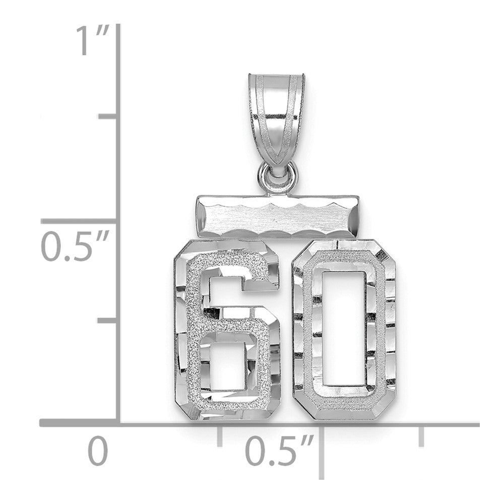 14kw Small Brushed Diamond-cut Number 60 Charm