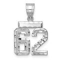 14kw Small Brushed Diamond-cut Number 62 Charm