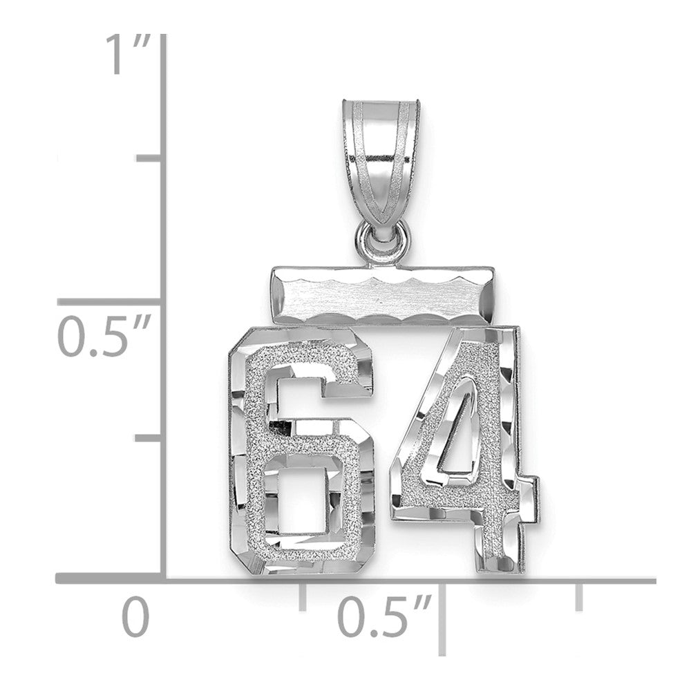 14kw Small Brushed Diamond-cut Number 64 Charm