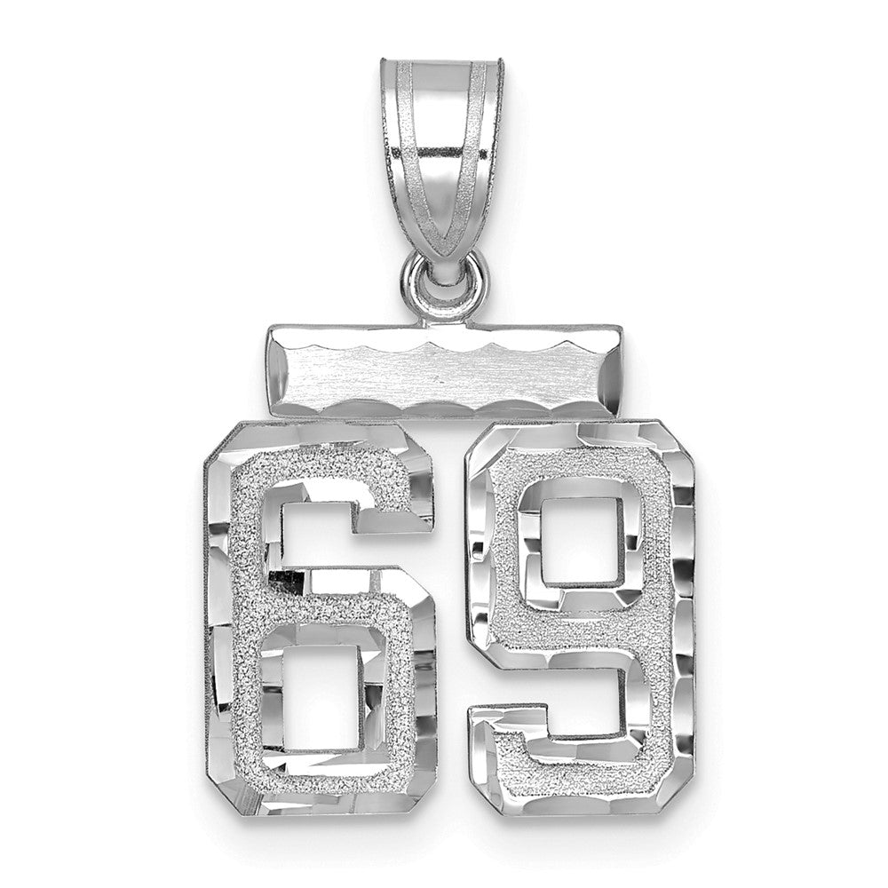14kw Small Brushed Diamond-cut Number 69 Charm