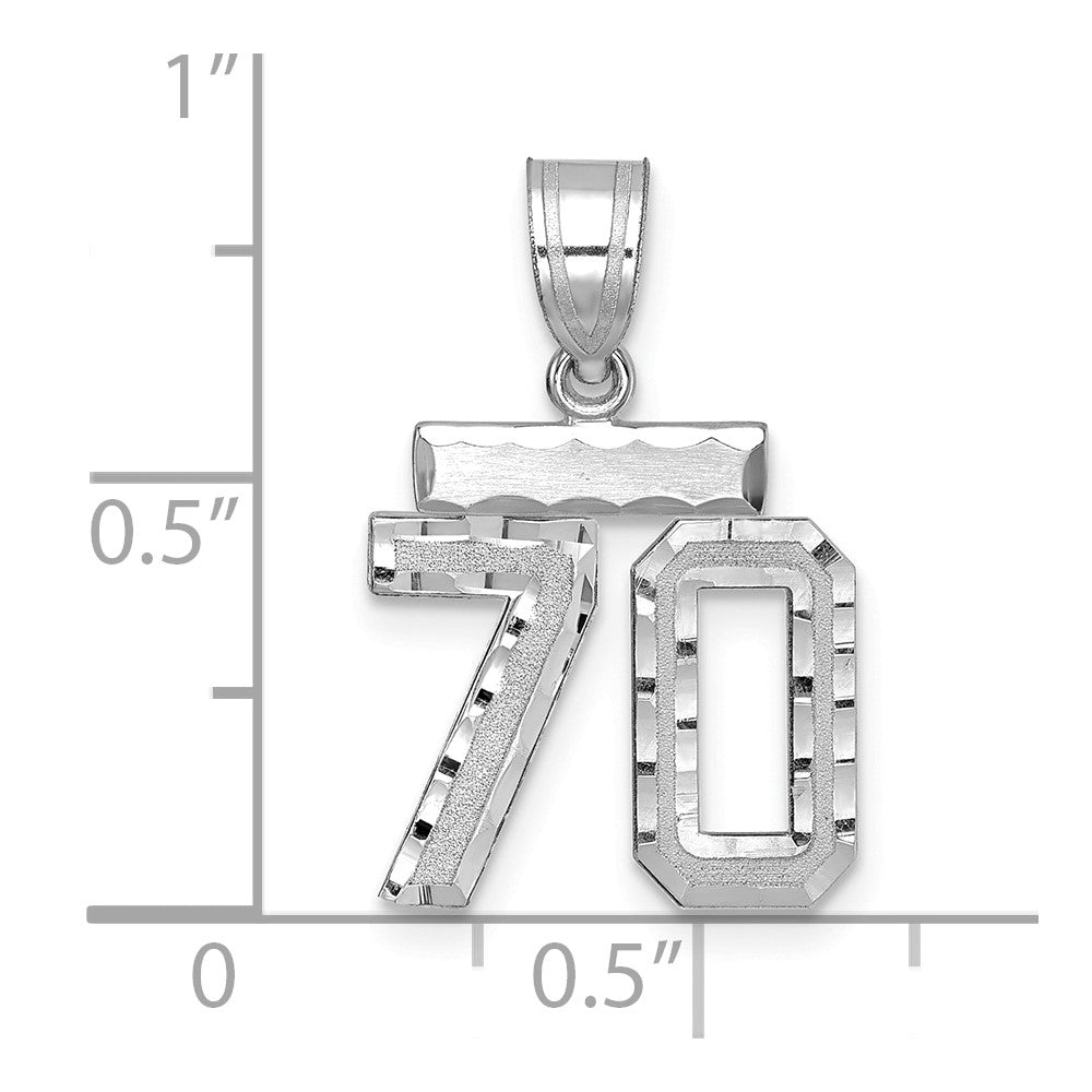 14kw Small Brushed Diamond-cut Number 70 Charm