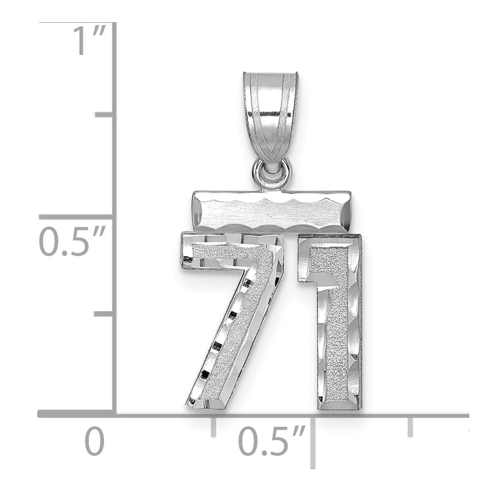 14kw Small Brushed Diamond-cut Number 71 Charm
