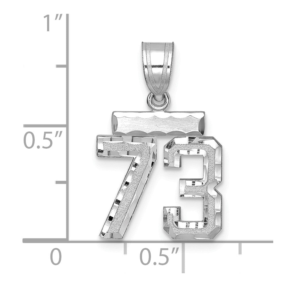14kw Small Brushed Diamond-cut Number 73 Charm