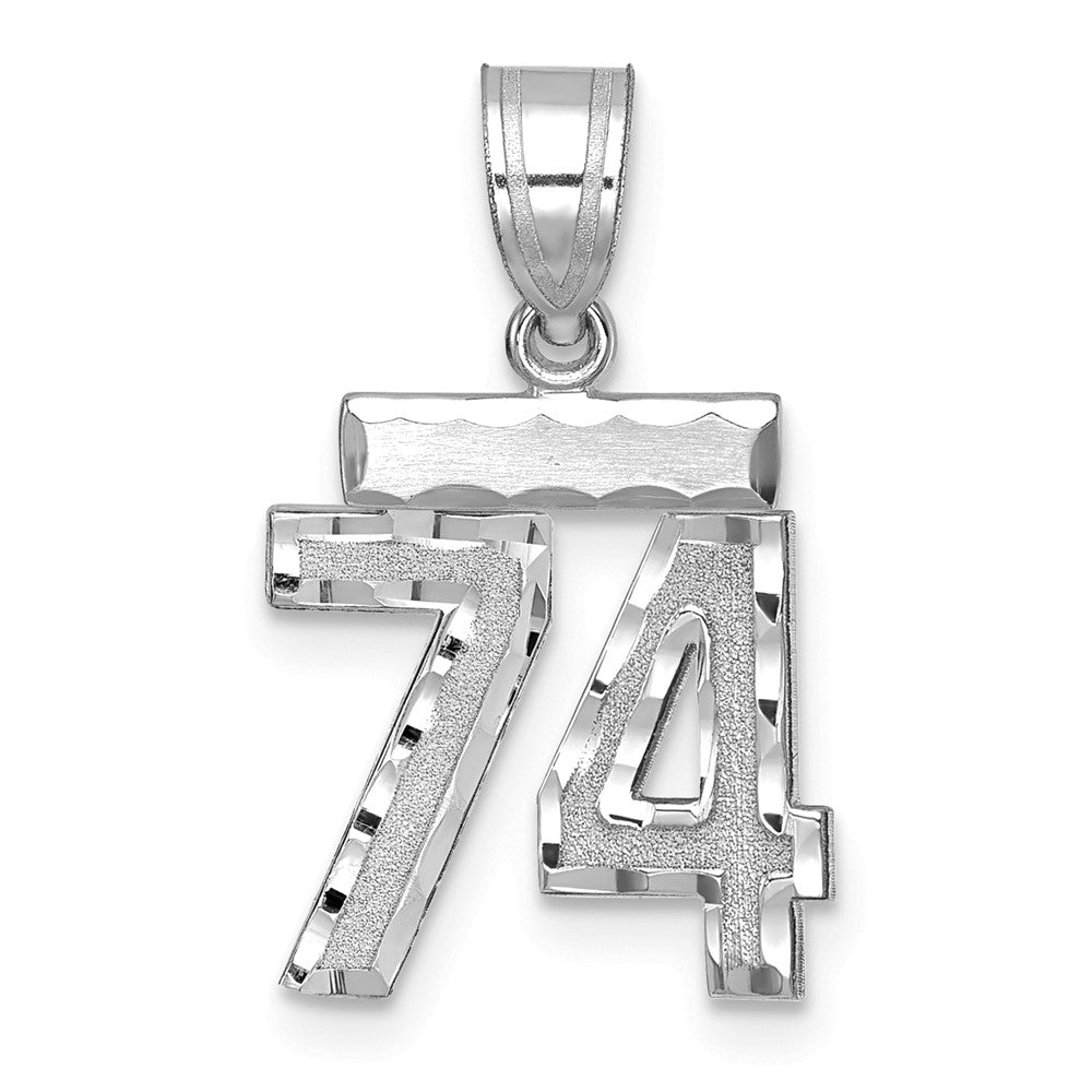 14kw Small Brushed Diamond-cut Number 74 Charm