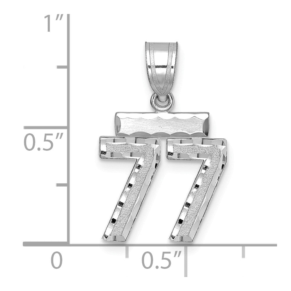 14kw Small Brushed Diamond-cut Number 77 Charm