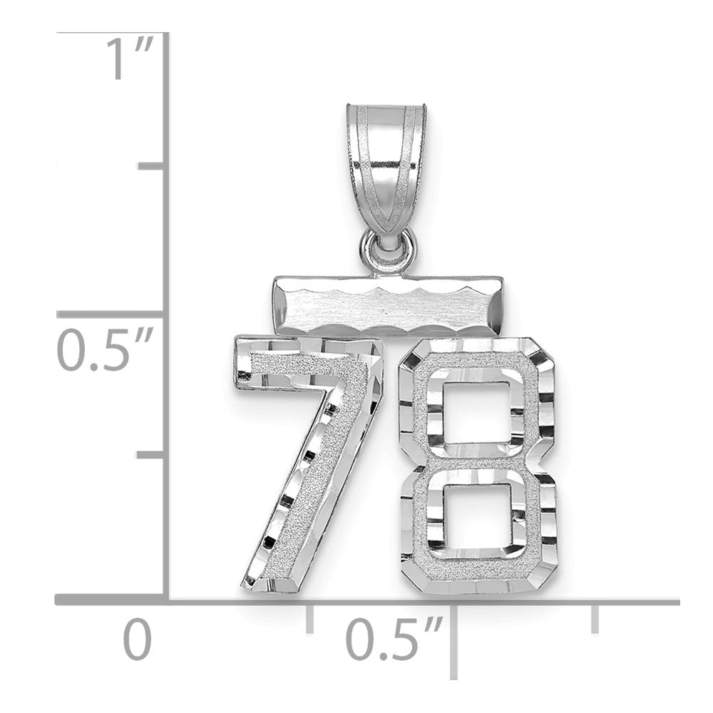 14kw Small Brushed Diamond-cut Number 78 Charm