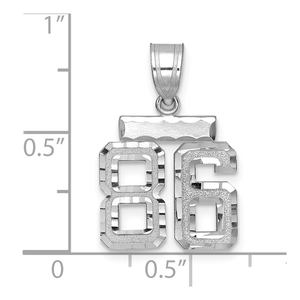 14kw Small Brushed Diamond-cut Number 86 Charm