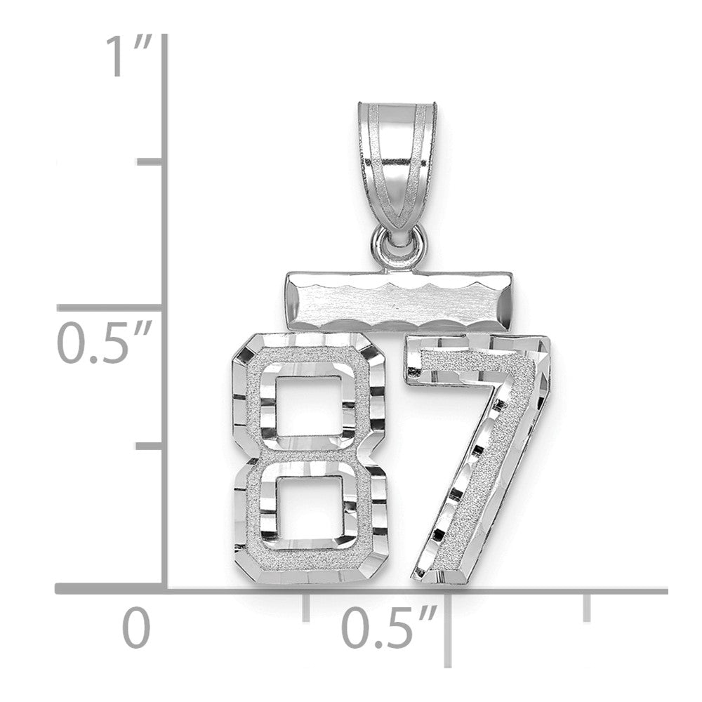14kw Small Brushed Diamond-cut Number 87 Charm
