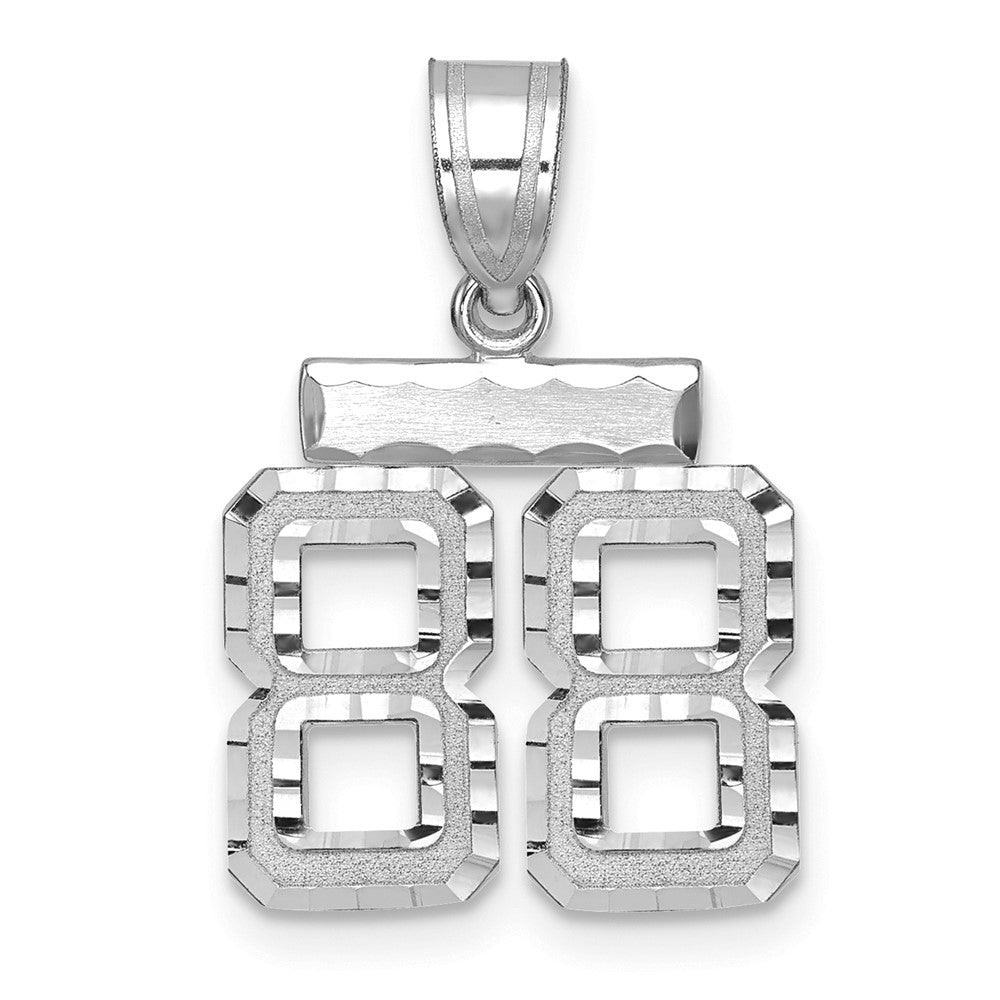 14kw Small Brushed Diamond-cut Number 88 Charm
