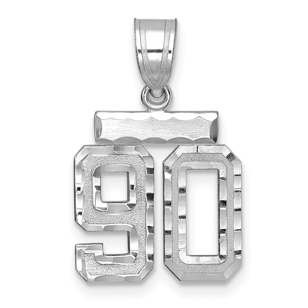 14kw Small Brushed Diamond-cut Number 90 Charm