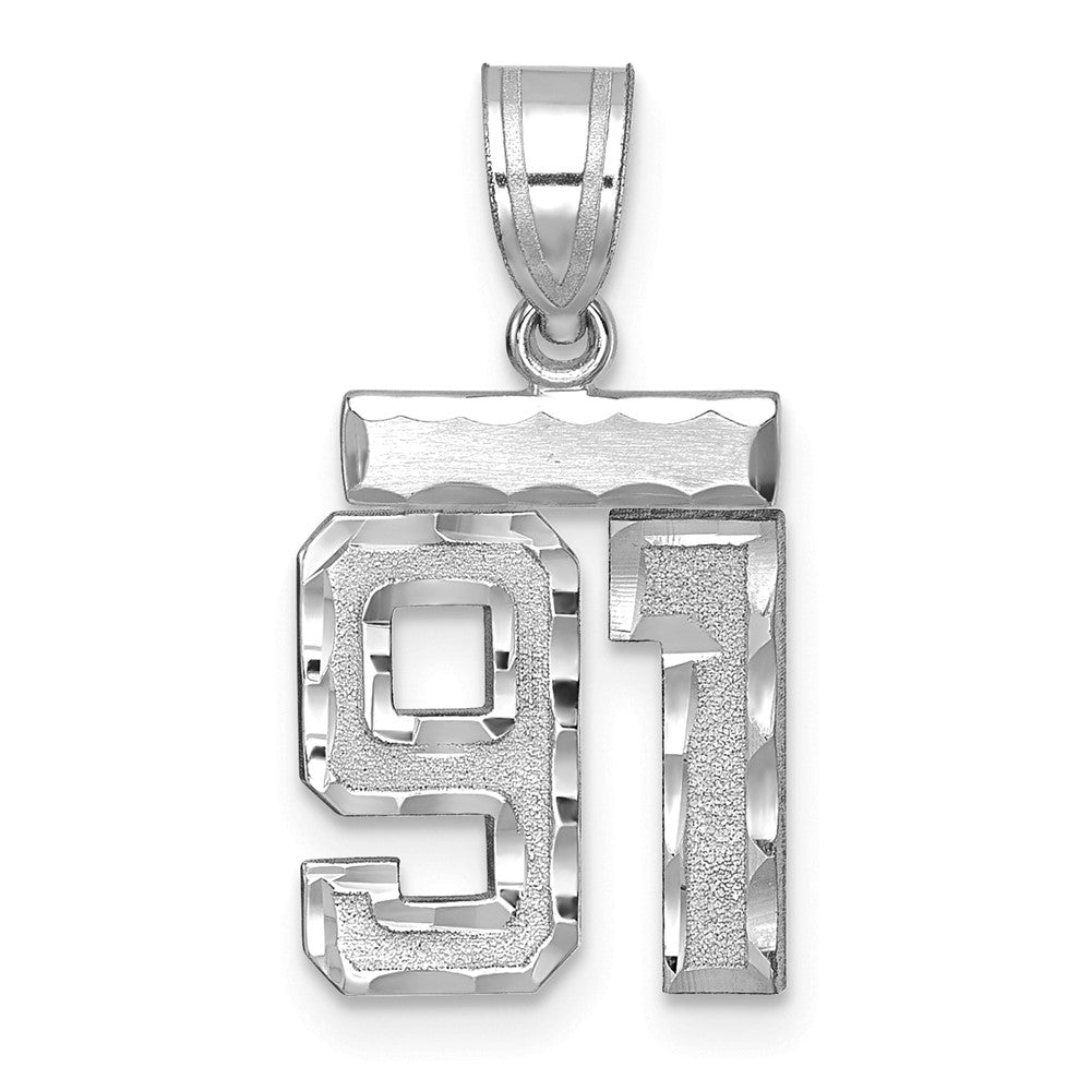 14kw Small Brushed Diamond-cut Number 91 Charm