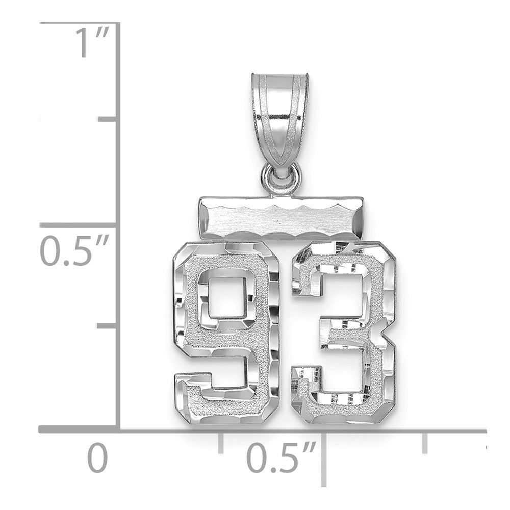 14kw Small Brushed Diamond-cut Number 93 Charm
