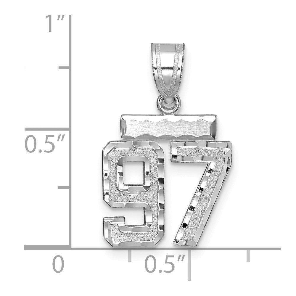 14kw Small Brushed Diamond-cut Number 97 Charm