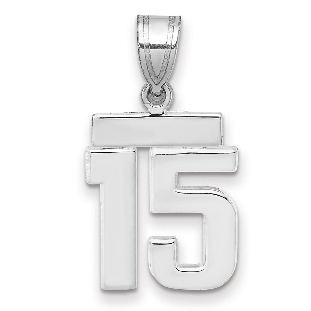 14kw Small Polished Number 15 Charm