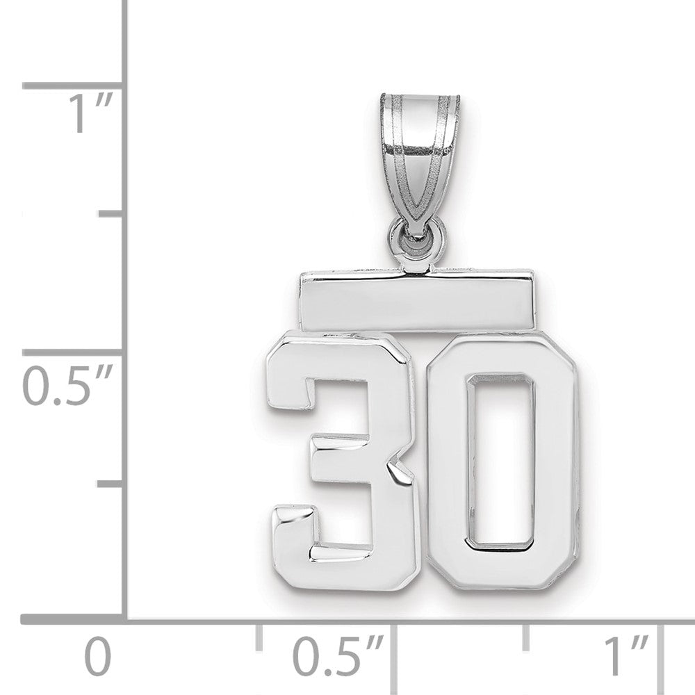 14kw Small Polished Number 30 Charm