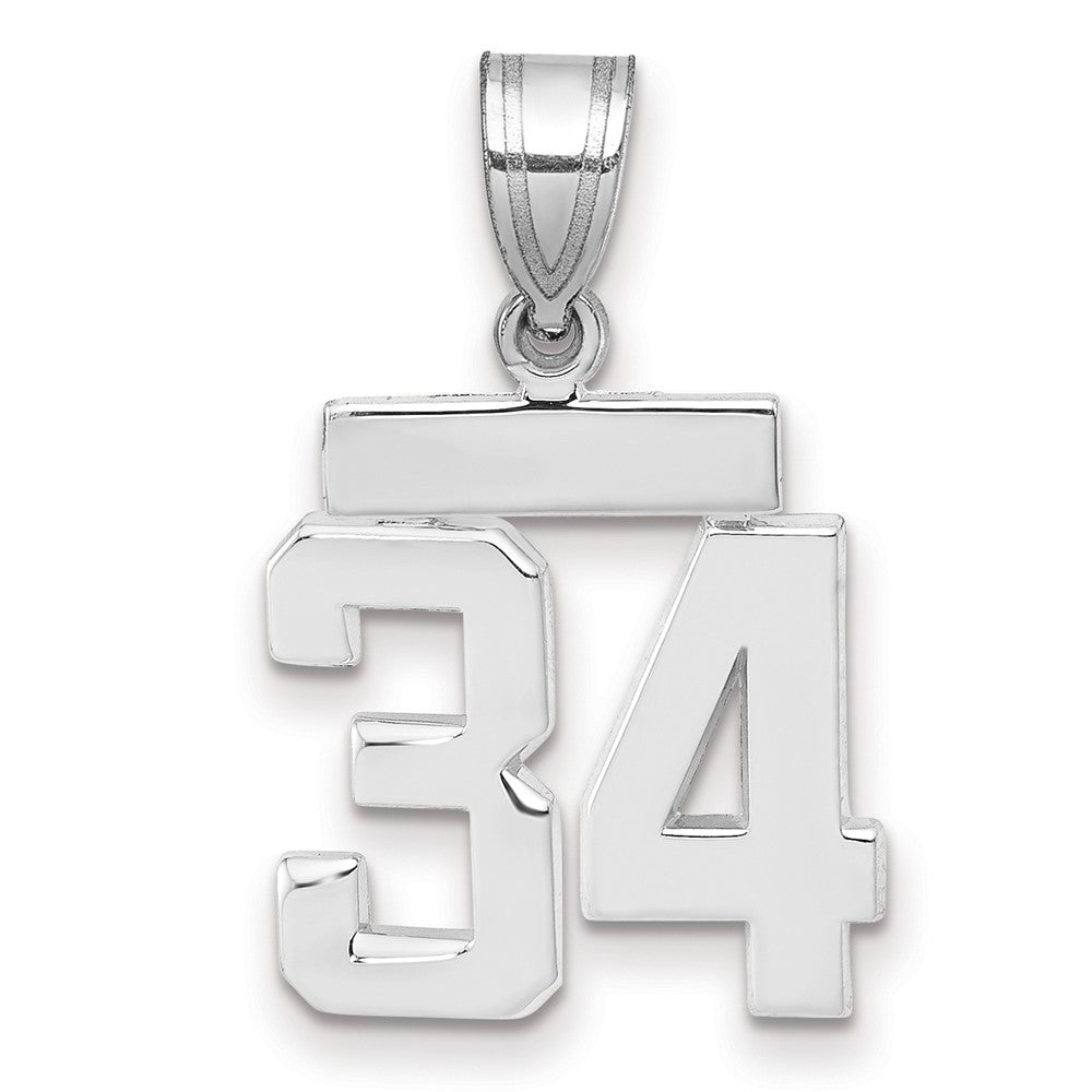 14kw Small Polished Number 34 Charm